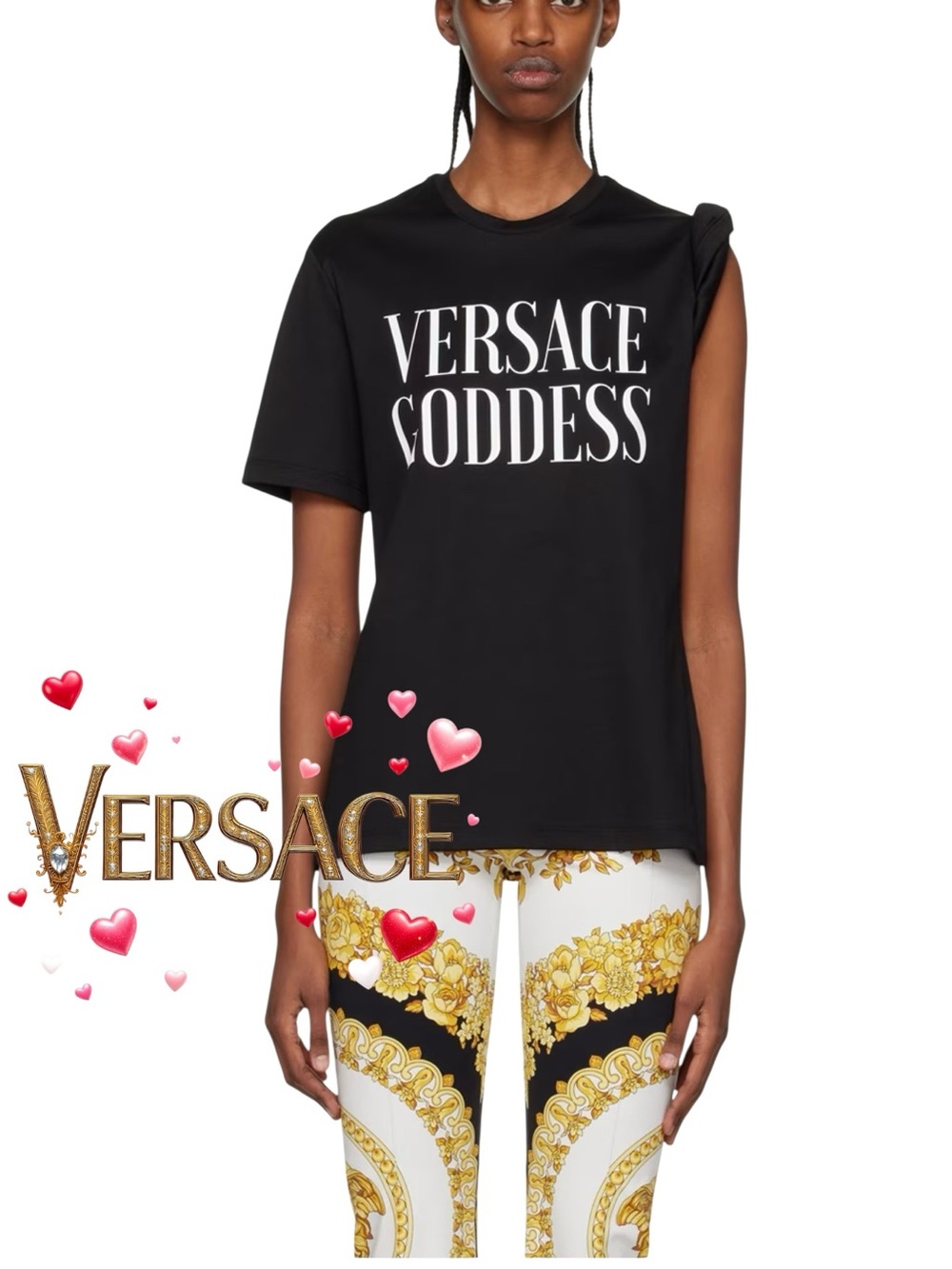 Versace Black 'Versace Goddess' Short Sleeve Tee size 44